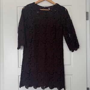 LOFT Floral Lace Dress in Rich Burgundy